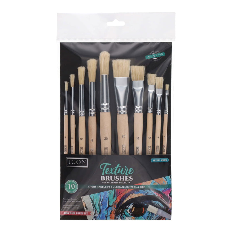 Icon Texture Paint Brush Set - Hog Hair - Pack of 10