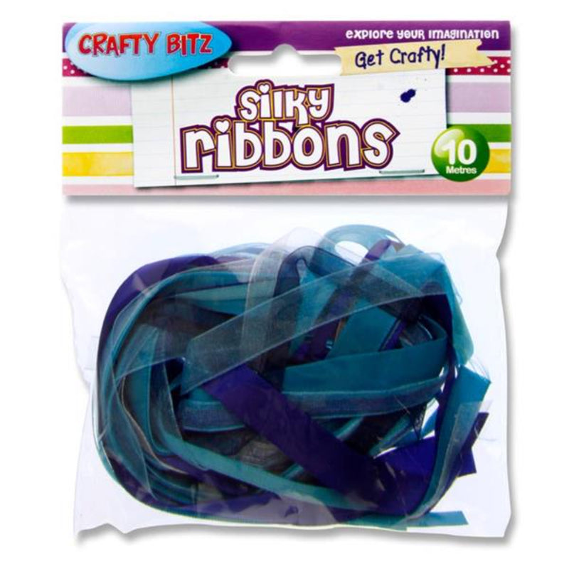Crafty Bitz Silky Ribbons - 10m - Blue