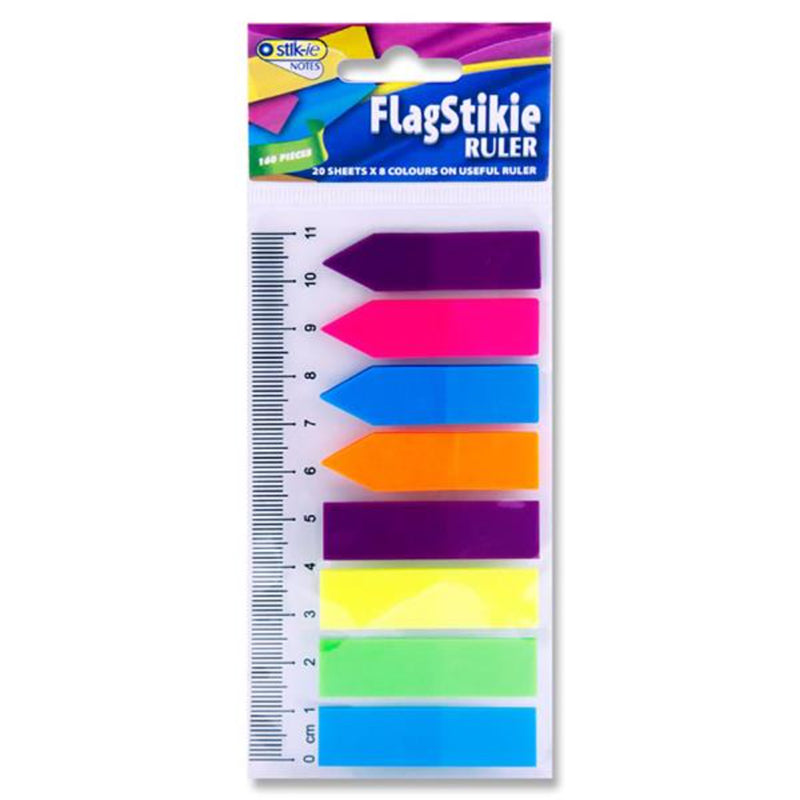 Stik-ie 8 x 20 Sheets Flag Page Markers on 11cm Ruler