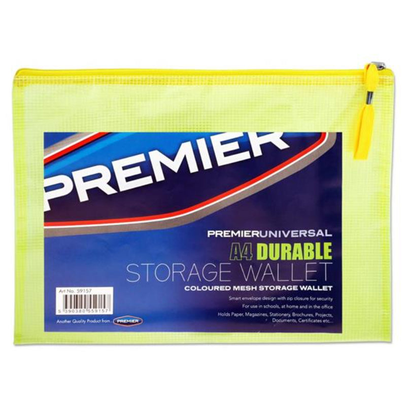Premier Universal A4 Durable Storage Wallet - Yellow