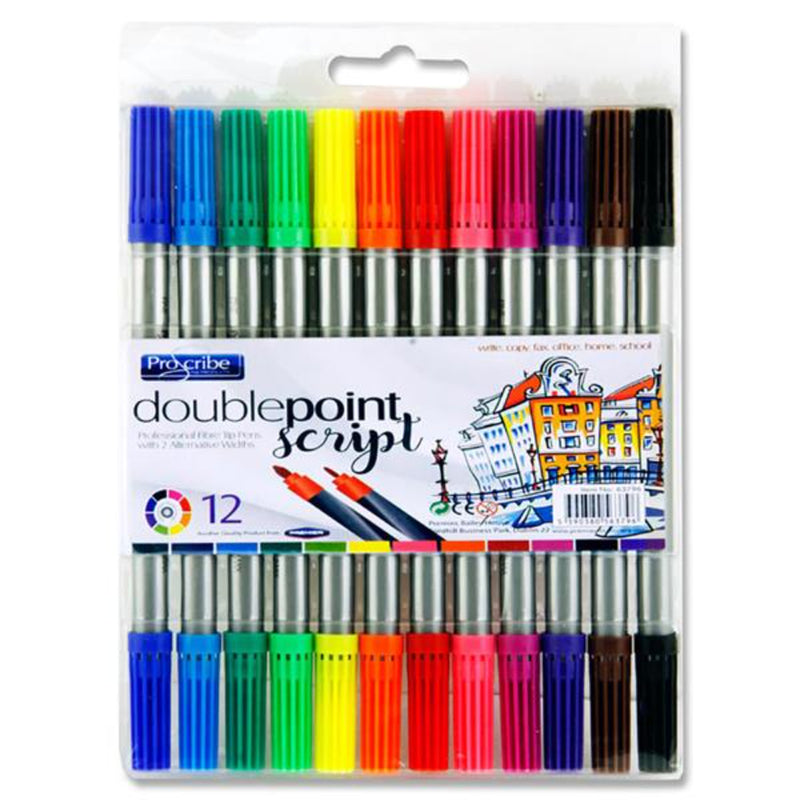 Pro:Scribe Double Sided Thick/Thin Markers - Pack of 12