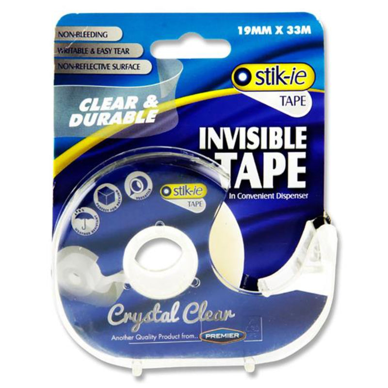 Stik-ie Invisible Tape with Dispenser - 33m x 19mm - Clear