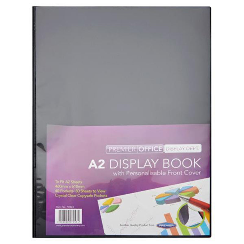 Premier Office A2 40 Pocket Presentation Display Book - Black