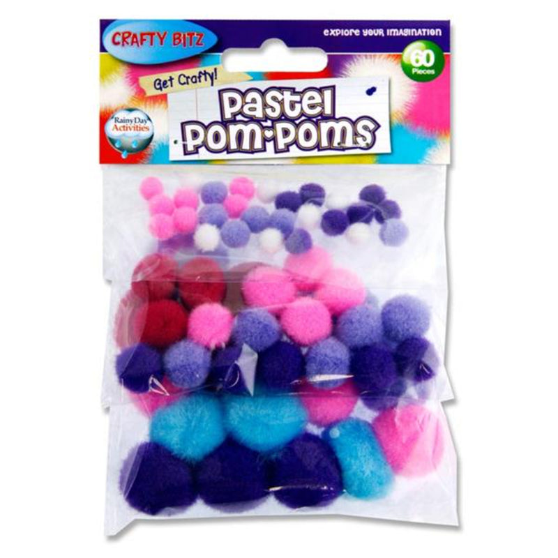 Crafty Bitz Pom Poms - Pastel - Pack of 60