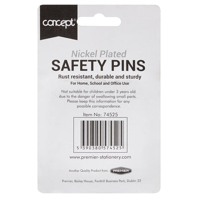 Concept Safety Pins - Nickel Plated - Pack of 50