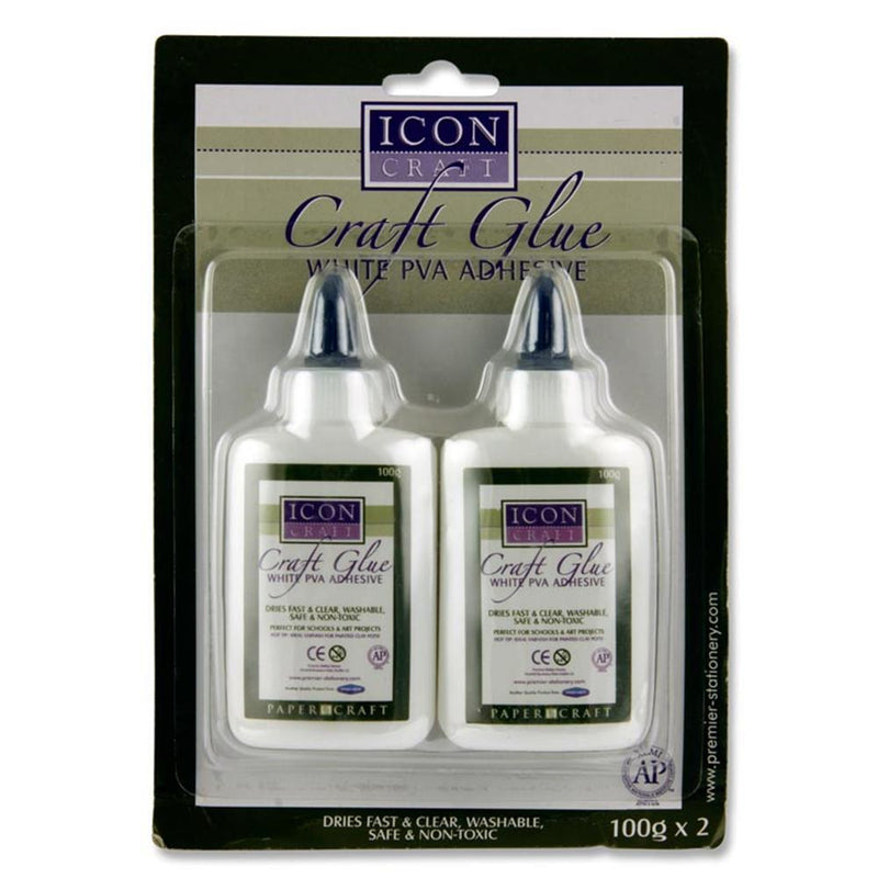 Icon White PVA Craft Glue - Pack of 2 x 100g
