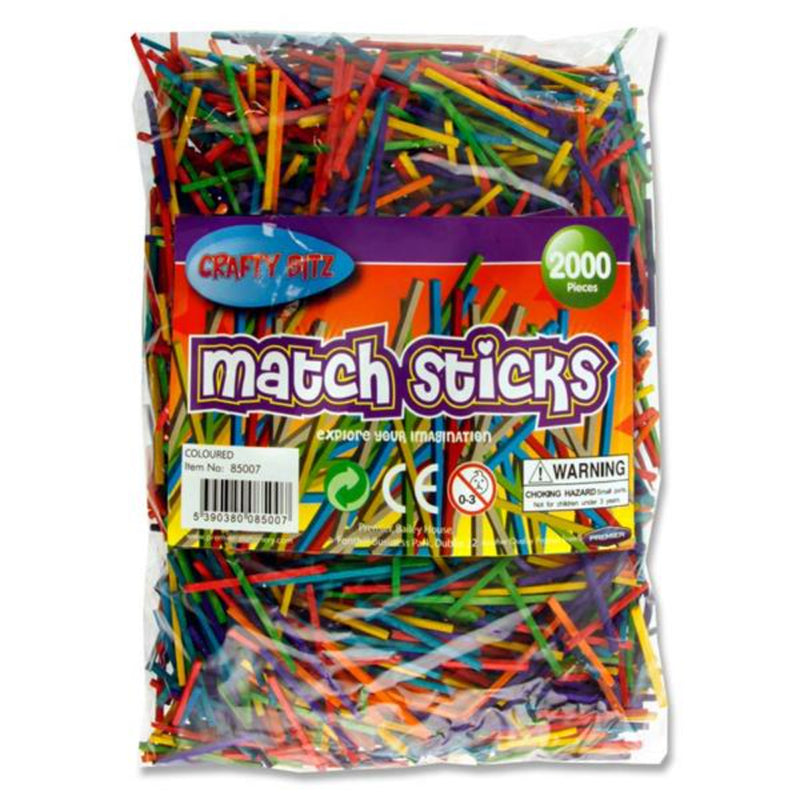 Crafty Bitz Matchsticks - Coloured - Bag of 2000