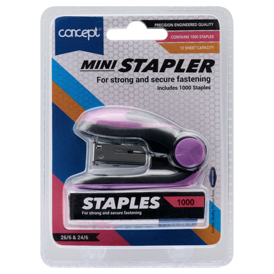 Concept Mini Stapler & Staples Set - Purple