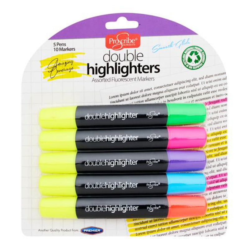 Pro:Scribe Double Ended Highlighter Markers - Pack of 5