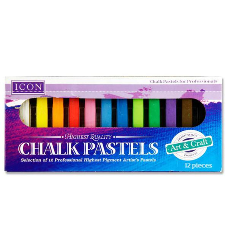 Icon Highest Quality Chalk Pastels - Vibrant Colours - Box of 12
