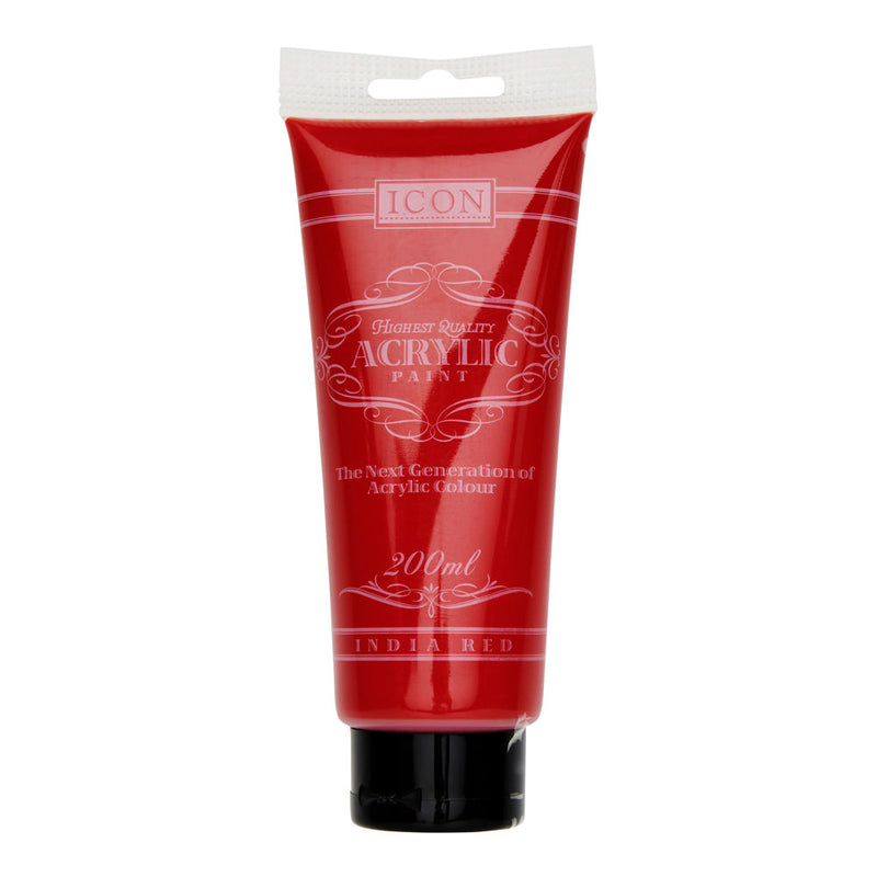 Icon Highest Quality Acrylic Paint - 200 ml - India Red